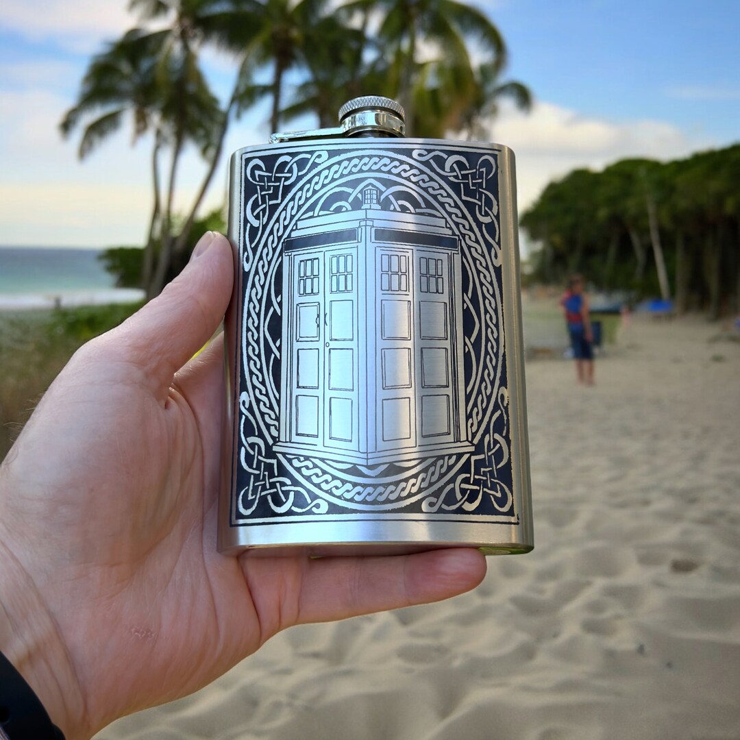8oz Police Call Box Celtic Stainless Steel Flask 8oz Police Call Box Celtic Stainless Steel Flask